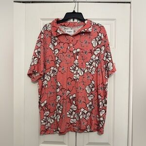 GoodFellow Coral Floral/Hawaiian Polo XXL